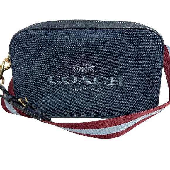 Coach Denim Jes Crossbody Bag Camera Style Horse & Carriage - Picture 1 of 14